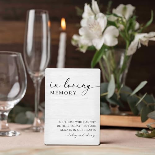 как выглядит Wedding Memorial Sign In Loving Memory Wooden Stand Sign, 5"X7" White 04 фото