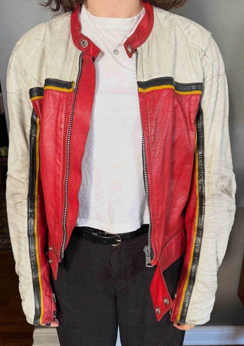 ジャケット・アウター t.t VINTAGE TT LEATHERS Int'l RED / WHITE - YELLOW & BLACK STRIPE