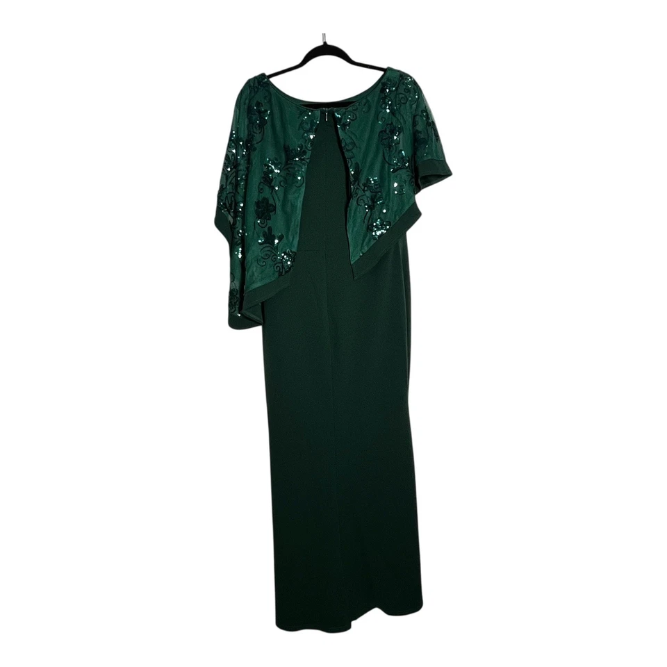 Maxi Vestido Formal Ever Pretty 4XL Talla 16 Verde Esmeralda Lentejuelas Superpuesto Foto 4 de 4
