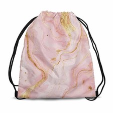 Drawstring Bag Liquid Marble Painting Waterproof Basketball Bag Gold Glitter ...