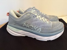 HOKA Womens Size 9 Blue Fog Glass Bondi 7 Wide Running Gym Training