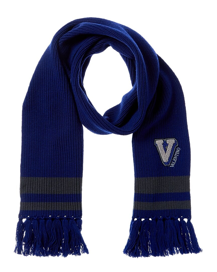 Шерстяной шарф Valentino Мужской синий Uni 52490₽