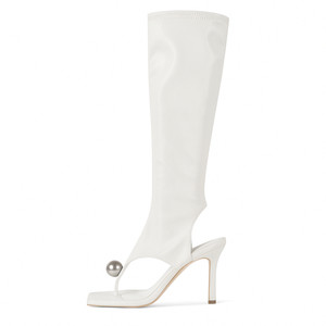 Women's Open Toe Mid Calf Heeled Sandal Boots US8