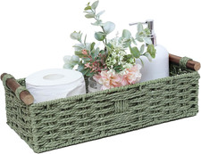 Round Paper Rope Storage Basket Wicker Baskets for Organizing with Handle Decora