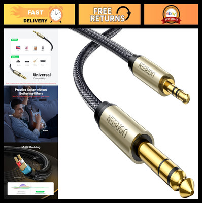 3.5mm to 6.35mm Stereo Audio Cable - 10FT Nylon Braided Guitar & Aux Cord