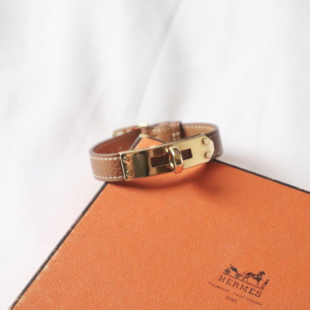 Hermes Brown Gold Bracelet Excellent Condition No Box 12.5-15.5cm