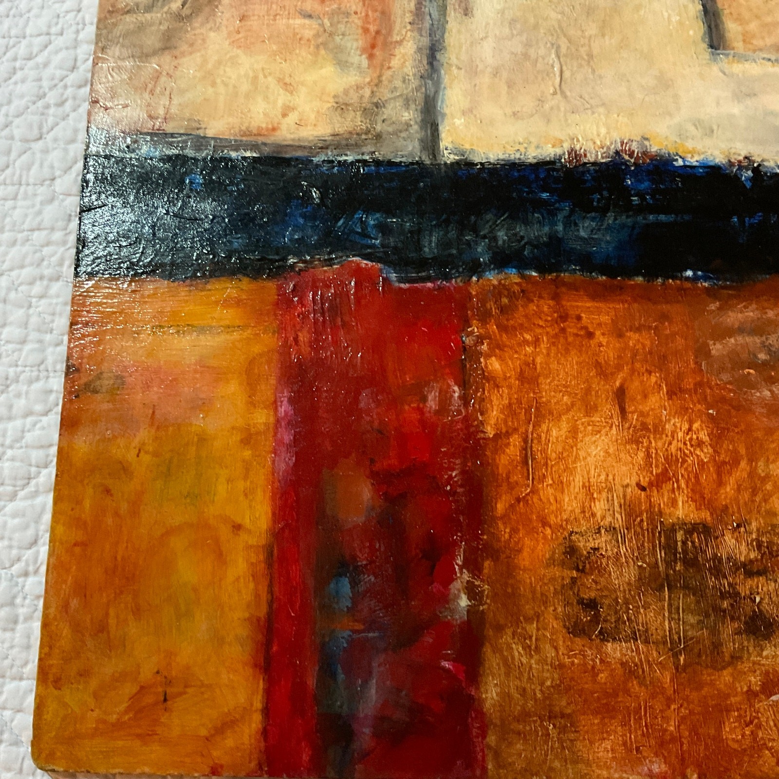 Modernist abstract oil painting camp painted Santa Monica pier