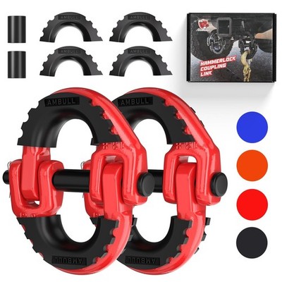 PREMIUM 2 Pack 1/2'' Safety Chain Connector Link, with 12000 lbs Loading-Red-SALE