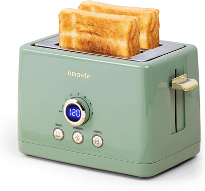 2 Slice Toaster, Retro Bread Toaster with LED Display, Extra Wide Slots Toasters