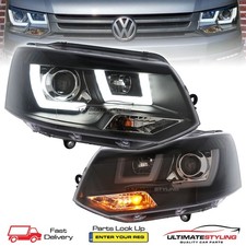 VW Transporter T5.1 Headlights LED DRL Black Projector Shark Eye T5 1 2010-2015