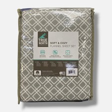 True North Gray Print Cotton Flannel 4-Pc. Sheet Set, Queen Size