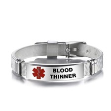 Red Medical Alert ID Emergency Bracelet for Women Men's First Aid Seniors Health