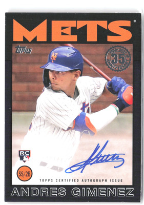2021 Topps Update #86A-AGI Andres Gimenez 1986 Autographs Black #/199