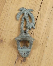 Cast Iron PALM TREE Beer Soda Bottle Opener Beach Nautical Tiki Bar Wall Mounted