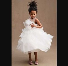New girl's 4 Princess Daliana x Anthropologie Leah tulle flower girl dress white