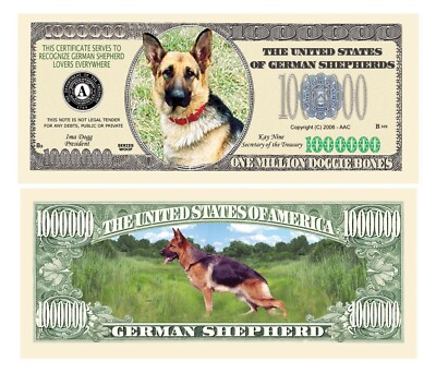 Pack of 25 - German Shepherd Dog Million Dollar Bills -Collectible