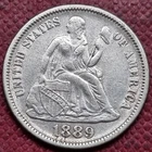1889 Seated Liberty Dime 10c Higher Grade AU #80324
