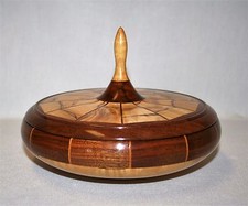 TURNED WOOD COVERED BOWL - SPALTED MAPLE  WALNUT - CRAFTED BY MIKE KELLEY