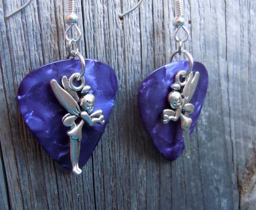 Tinkerbell Charm Guitar Pick Earrings - Pick Your Color - Picture 9 of 21