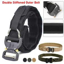 2 Layer Tactical Belt Quick Release Metal Buckle Laser MOLLE Military Hunting US