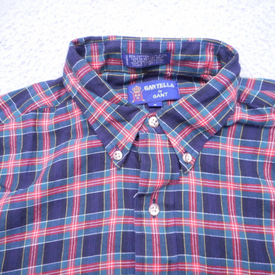 Camisa Gant De Colección Para Hombre Mediana Roja Verde Cuadros Algodón Lana Manga Larga Gantela Foto 3 de 4