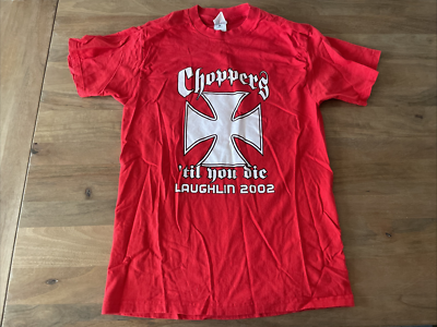 Vintage Y2K Choppers Till You Die Biker T Shirt Red Laughlin 2002 