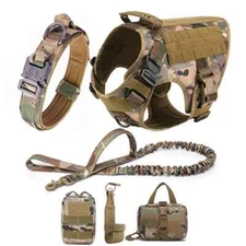 Large Dog Collar Military Harness and Leash Set Pet Training Vest Tactical New
