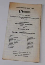 Railroad Timetable Norristown PA Septa Rail Line January 29, 1970