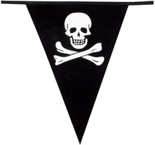 FESTONE BANDIERINA NERO CON TESCHIO 3 MT. HALLOWEEN STREGHE ANIMAZIONE