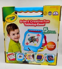Crayola 5-In-1 Creative Fun Tabletop Easel - 5 Different Drawing Surfaces NIB