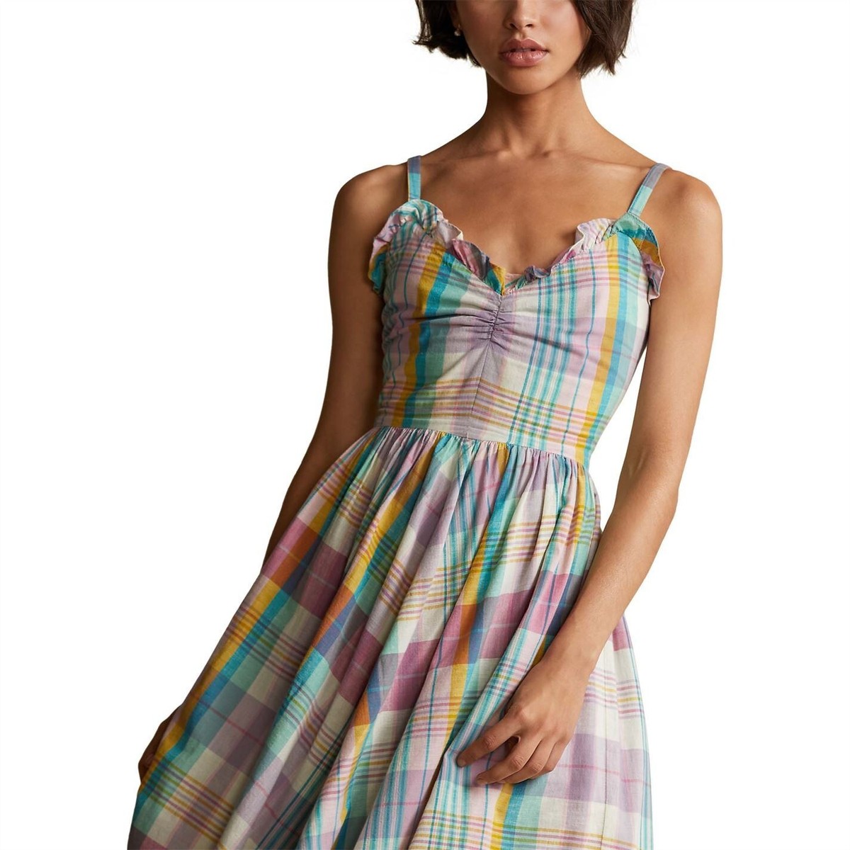 chinese dress ladies Vani Madras Check Sarong Dress  Natural Fiber Clothing