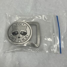 1980 Olympic Winter Games Lake Placid Pewter Dress Raccoon Small Belt Buckle