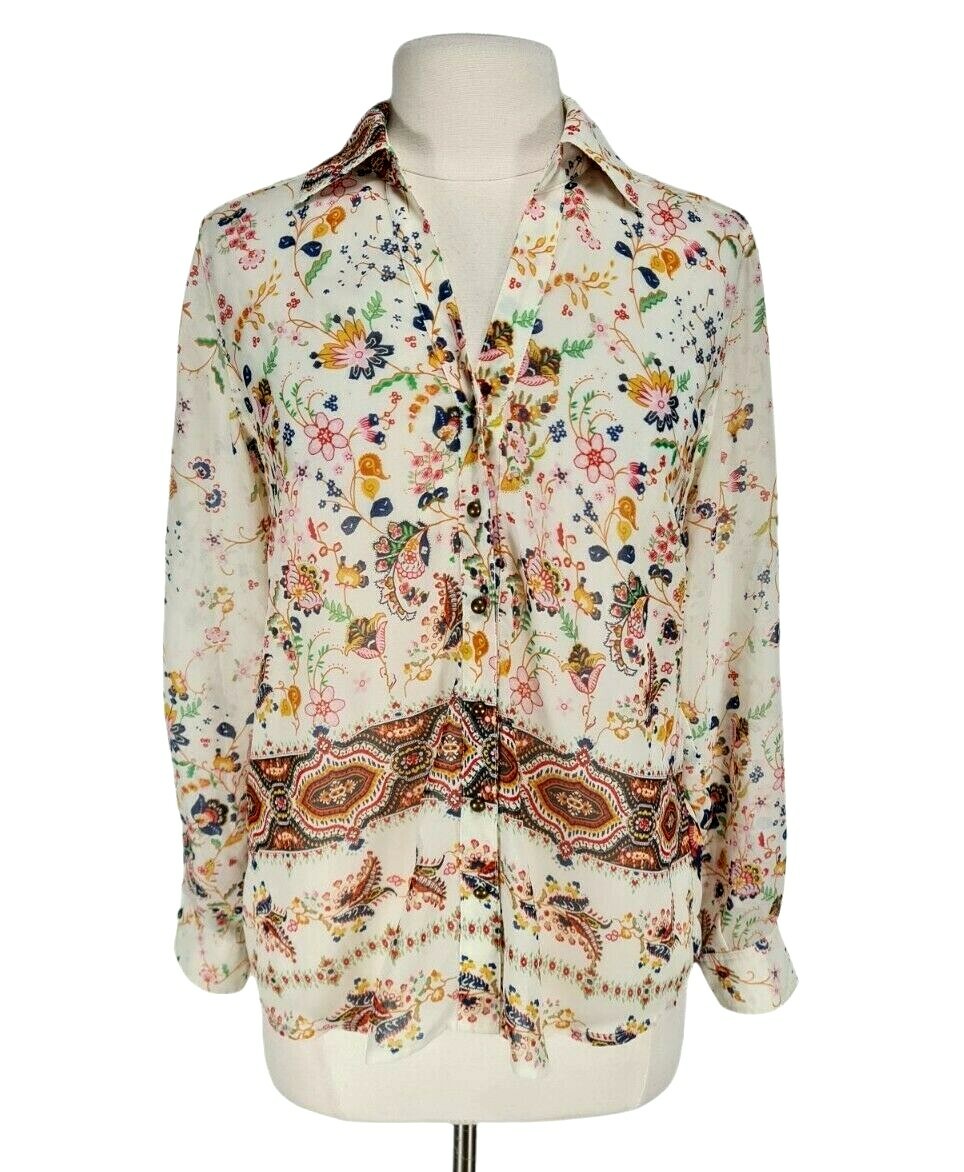 Style & Co Floral Chiffon Button-Up Blouse for Women Petite Size PL Without Camisole