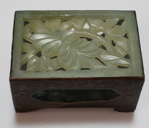 Antique Chinese Carved Hetian Jade and Copper Matchbox Holder Signed China - Picture 2 of 12