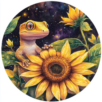 Transparent 18x18 cm gecko with flowers car sticker weatherproof vinyl sticker