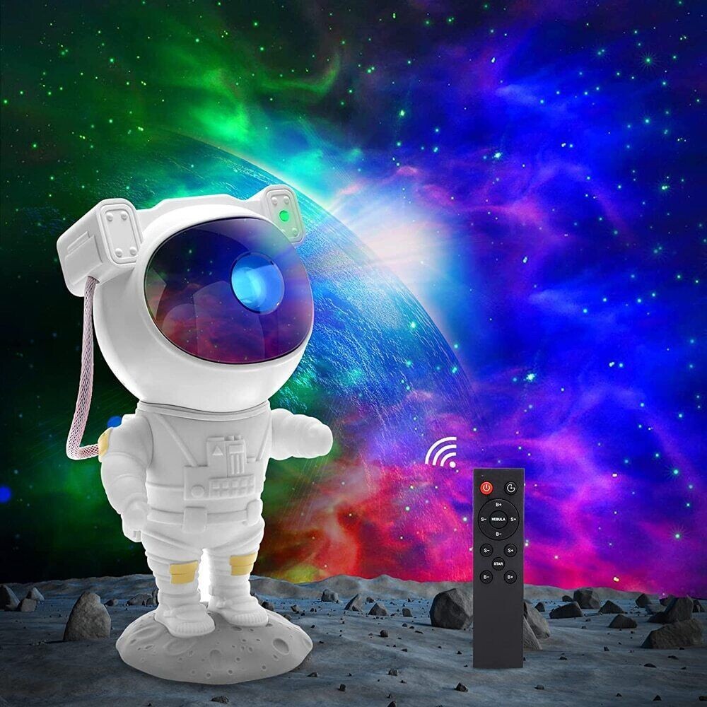 Veilleuse Projecteur Astronaute – Projette Un Ciel étoilé, LED, Commande Bouton, Sur Prise, Neuf