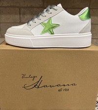 New Vintage Havana Women s Lexa Green Star Sneakers Shoes White Mesh Size 8