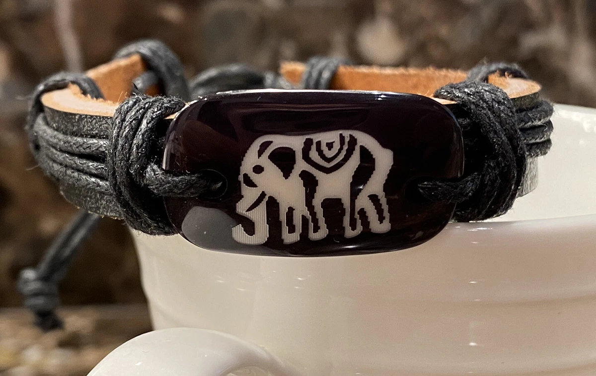 Leather elephant bracelet clearance