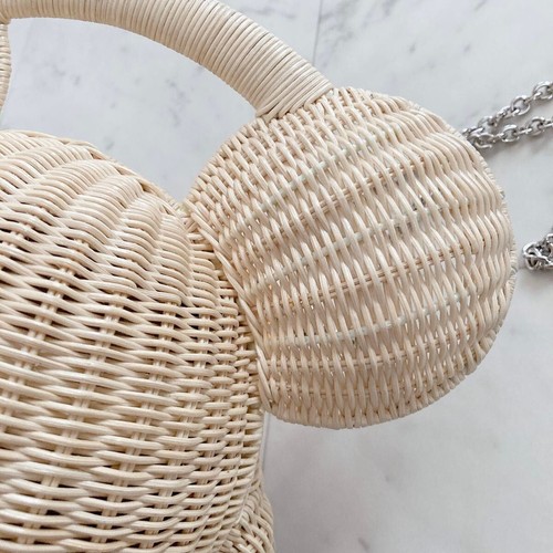 Mickey Mouse Natural Rattan Basket Bag Disney collection F/S Japan Rare - Picture 9 of 12