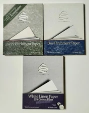 Southworth Parchment & Linen Paper Lot – 3 Open Packs – Ivory Blue White 24lb
