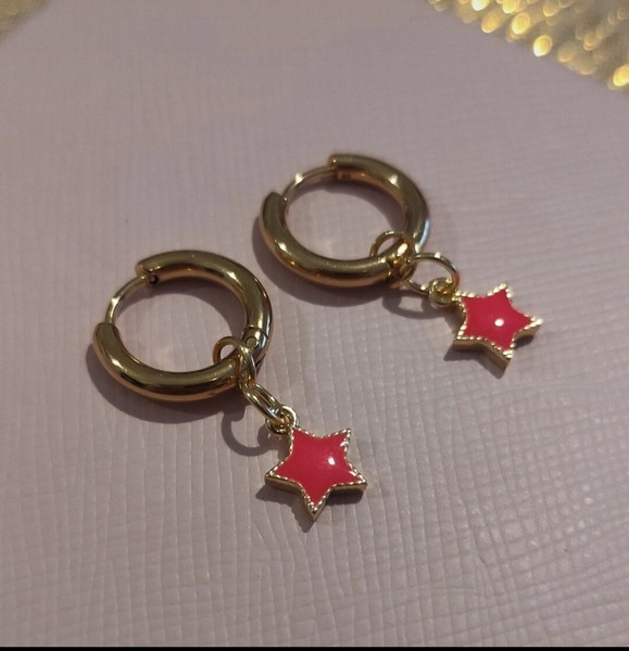 Pendientes De Aro Con Estrella Flúor