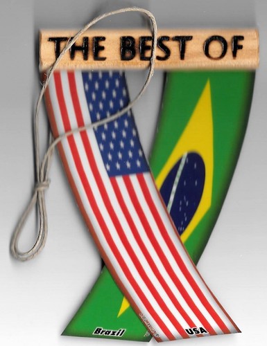 Rear view mirror car flags Brazil and USA Brazilian unity flagz for inside car - Picture 3 of 8