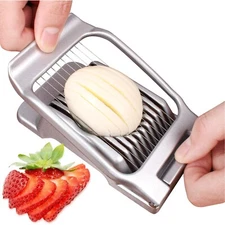 Elegant Aluminum Egg Cutter & Strawberry Slicer - Neat & Stylish Kitchen Tool