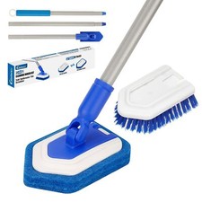 Shower Brush Scrubber with Long Extendable Handle 46'' -2in-1 Tub and Tile Cl...