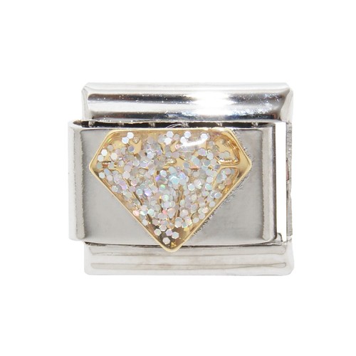 Diamond shaped enamel Italian Charm fits 9mm classic Italian charm
