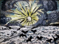 Sunrise Art Print – Otto Dix Expressionist Landscape with Crows (1913) to Frame