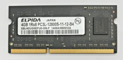 Elpida 4GB (1x4GB) DDR3 SODIMM EBJ40UG8EFU0-GN-F PC3L-12800S-11-12-B4 #R1577