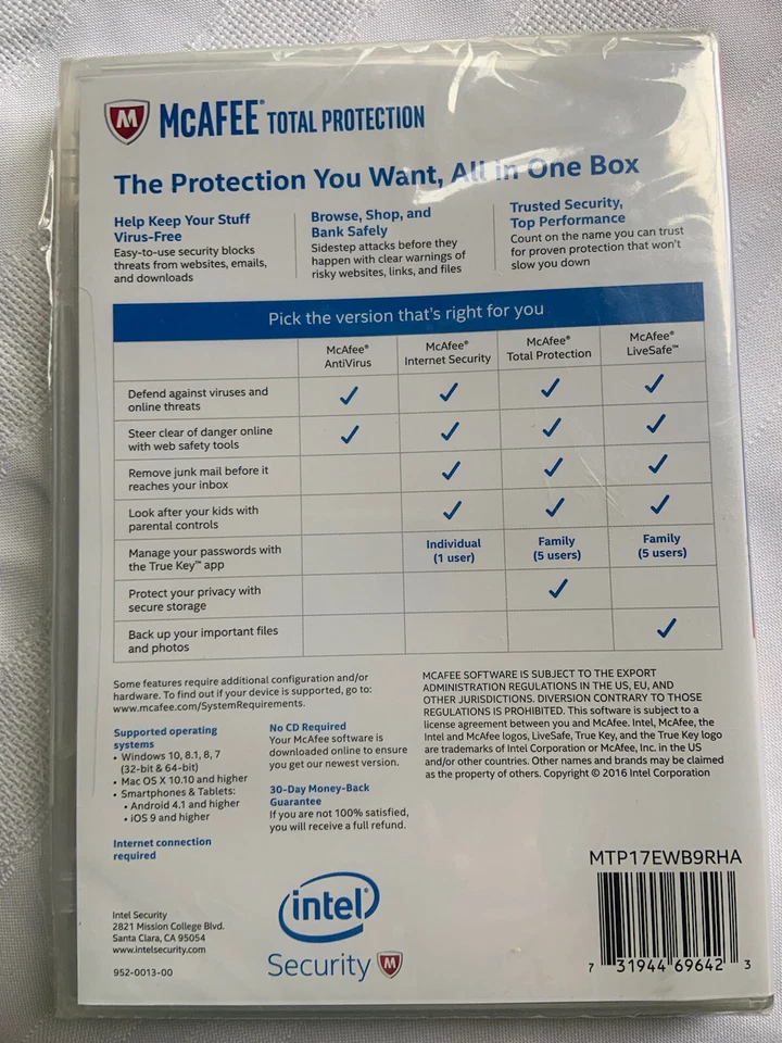 BRAND NEW  McAFEE Antivirus Total Protection 2017 (3 Devices) Factory Sealed - Image 3 of 3