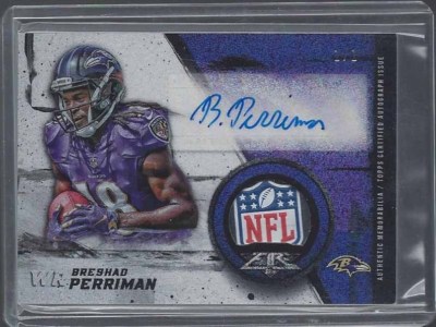 BRESHAD PERRIMAN LOT 2 2015 TOPPS FIRE WHITE SPARKLE NFL LOGO SHIELD AUTO RC 1/1