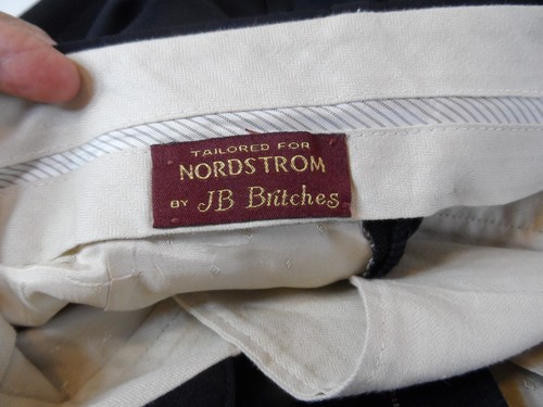 Pantalones de vestir JB Britches Nordstrom para hombre 36x35 negros plisados con puños - Imagen 8 de 8